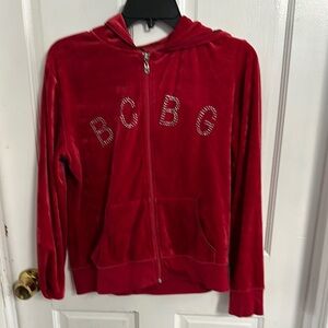 BCBG rhinestone hoodie zip up sz large